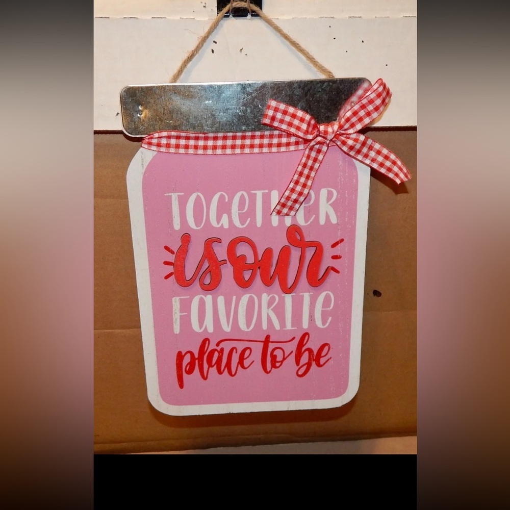 Together Valentine Wishes Sign Wood Mason Jar Farmhouse Sign, Valentines Door